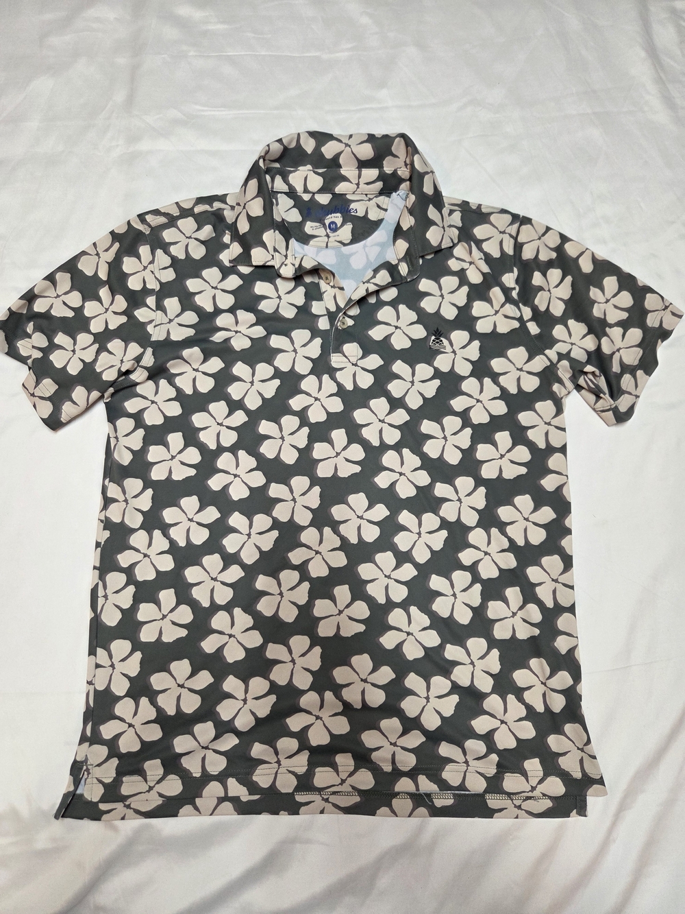 chubbies Charcoal Polo with Pale Pink Floral Print